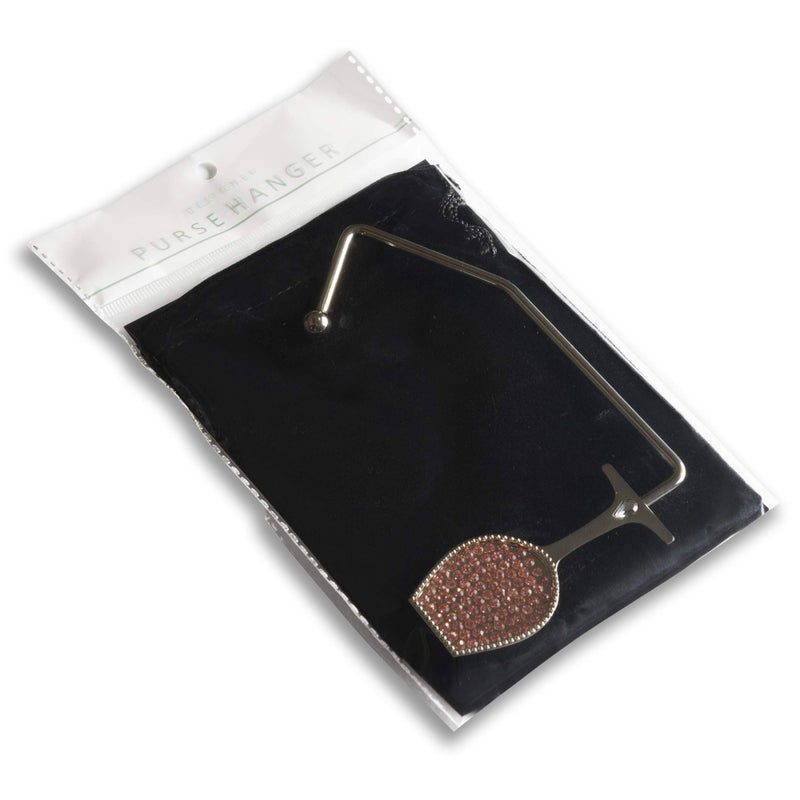 Chris's Stuff Wine Lover's Purse Hook - Portable Handbag Holder - Table/Desk Hanger with Wine Glass Rhinestone Design - Crystal - Image 4